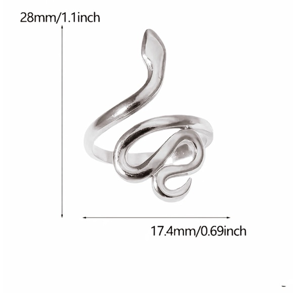 Snake Adjustable Cuff Ring – Serpent Wrap Design | Stainless Steel Adjustable - Picture 6 of 8